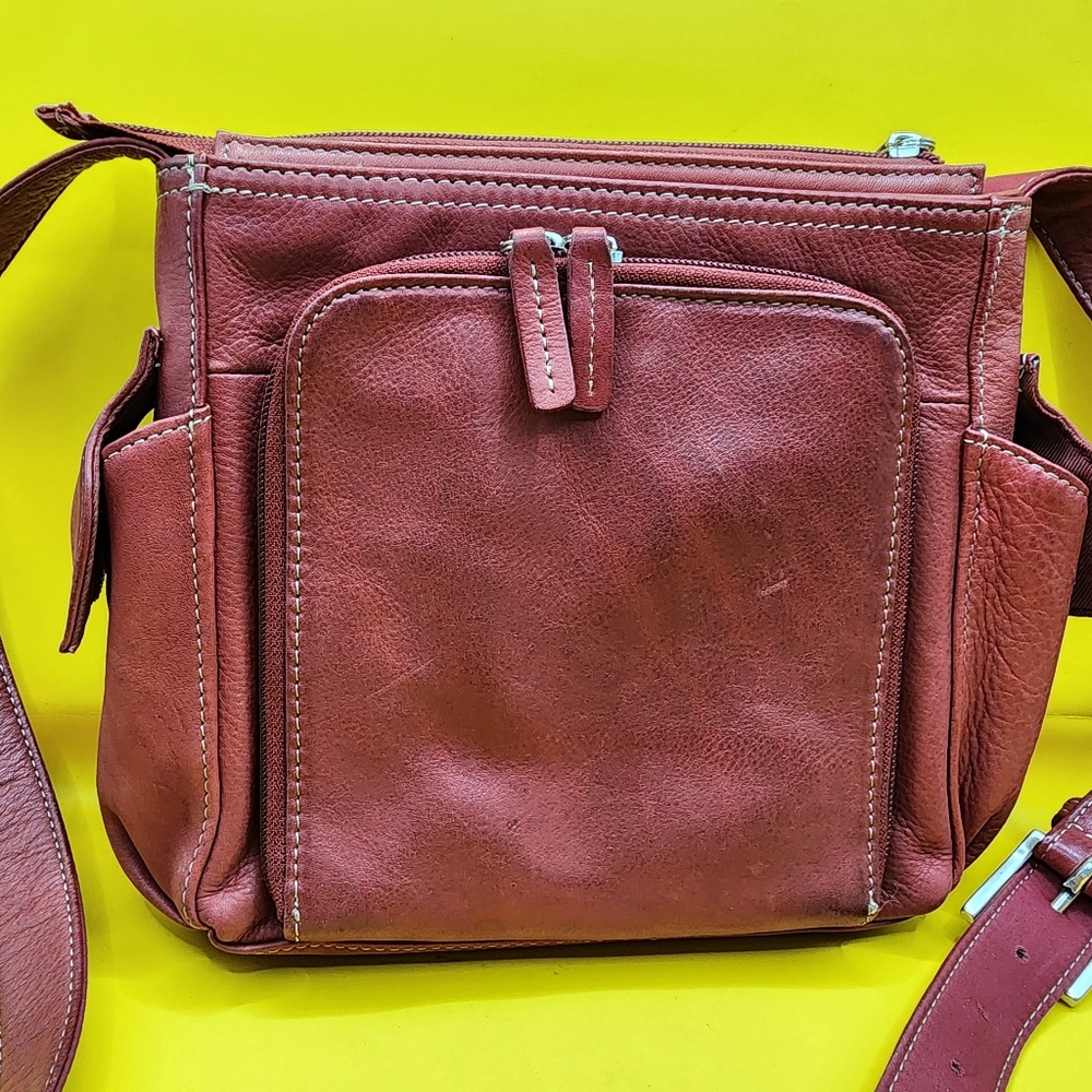 Fossil Red Leather Purse Crossbody Bag 9x7" - Picture 4 of 13